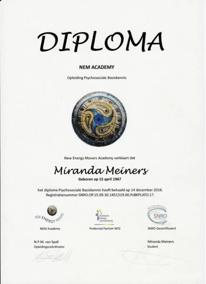 erkende hypnotherapeuten diploma psychosociale basiskennis miranda meiners