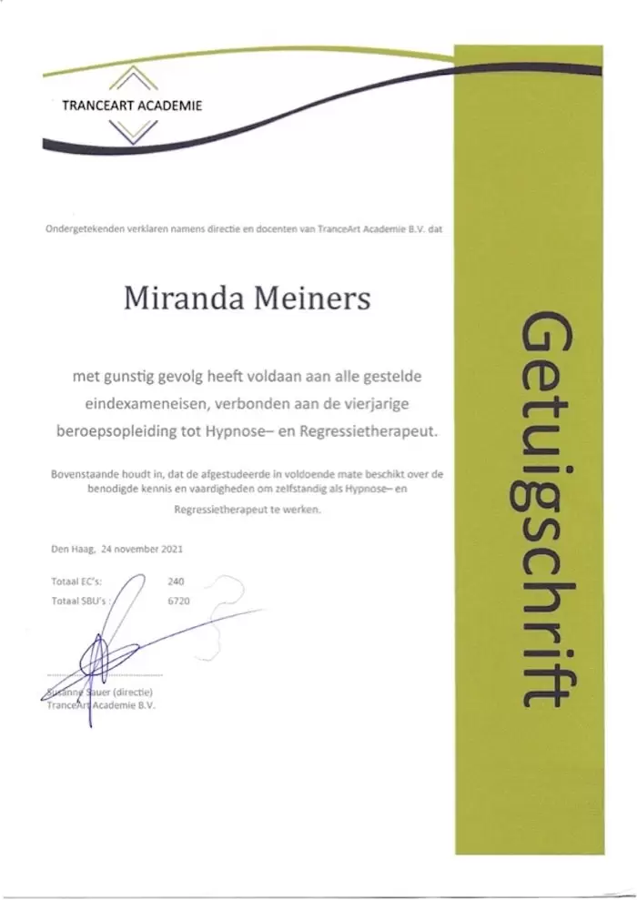 erkende hypnotherapeuten diploma transart hypnotherapeut miranda meiners