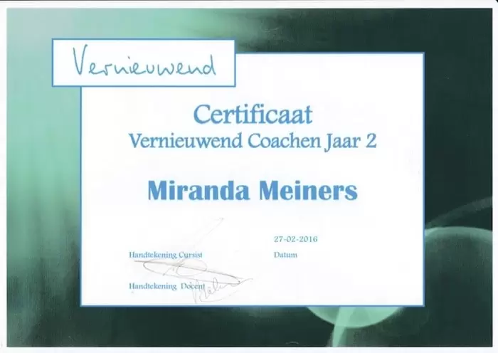 erkende hypnotherapeuten diploma vernieuwend coachen hypnotherapie miranda meiners